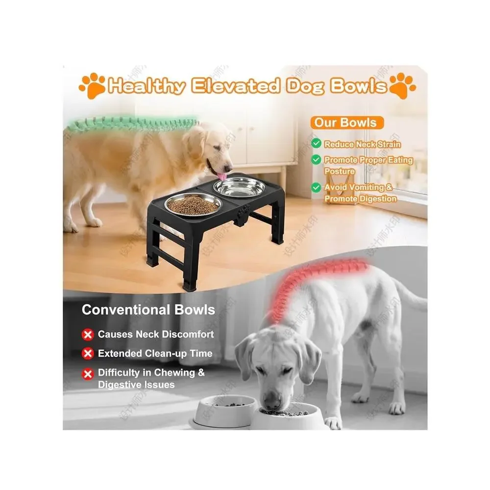 Elevated Dog Bowls for Large Dogs 5 Adjustable Heights Large 10” NIB